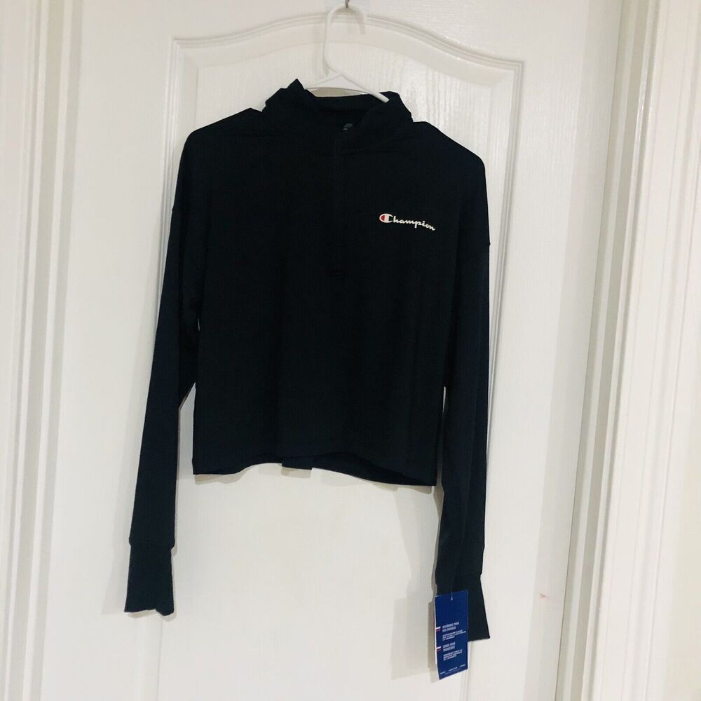 Brand New Champion Womens Knit Pullover Long Sleeve Tshirt Black Size‎ Small